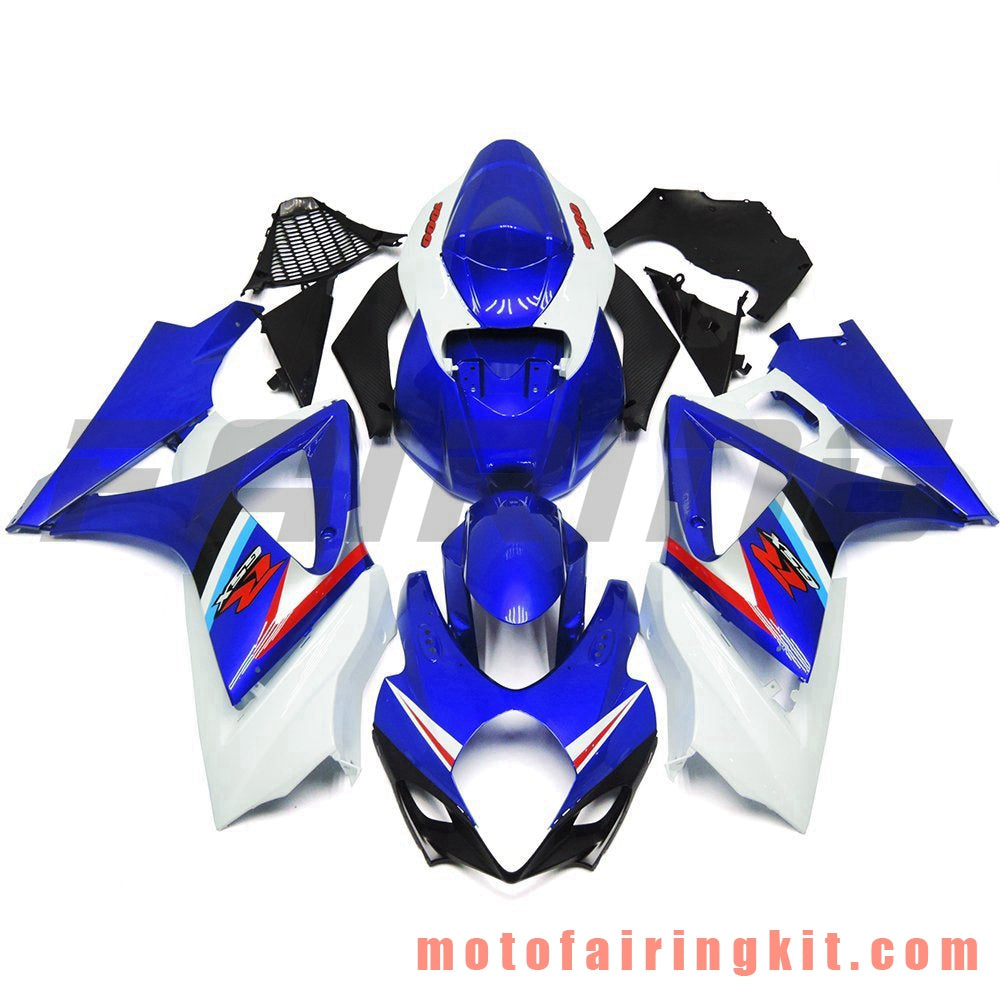 Fairing Kits Fit for GSXR1000 K7 2007 2008 GSXR 1000 GSX R1000 K7 07 08 Plastic ABS Injection Mold Complete Motorcycle Body Aftermarket Bodywork Frame (Blue & White) B053