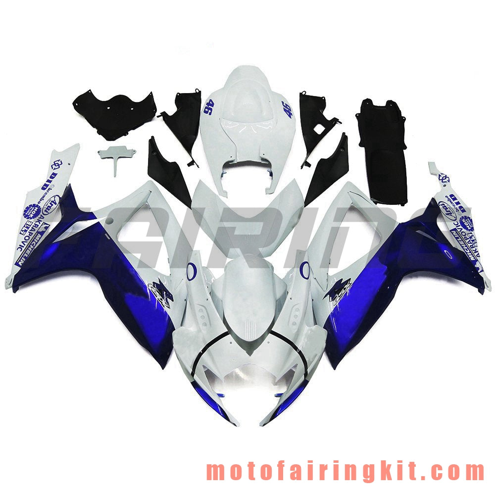 Fairing Kits Fit for GSXR1000 K7 2007 2008 GSXR 1000 GSX R1000 K7 07 08 Plastic ABS Injection Mold Complete Motorcycle Body Aftermarket Bodywork Frame (White & Blue) B054