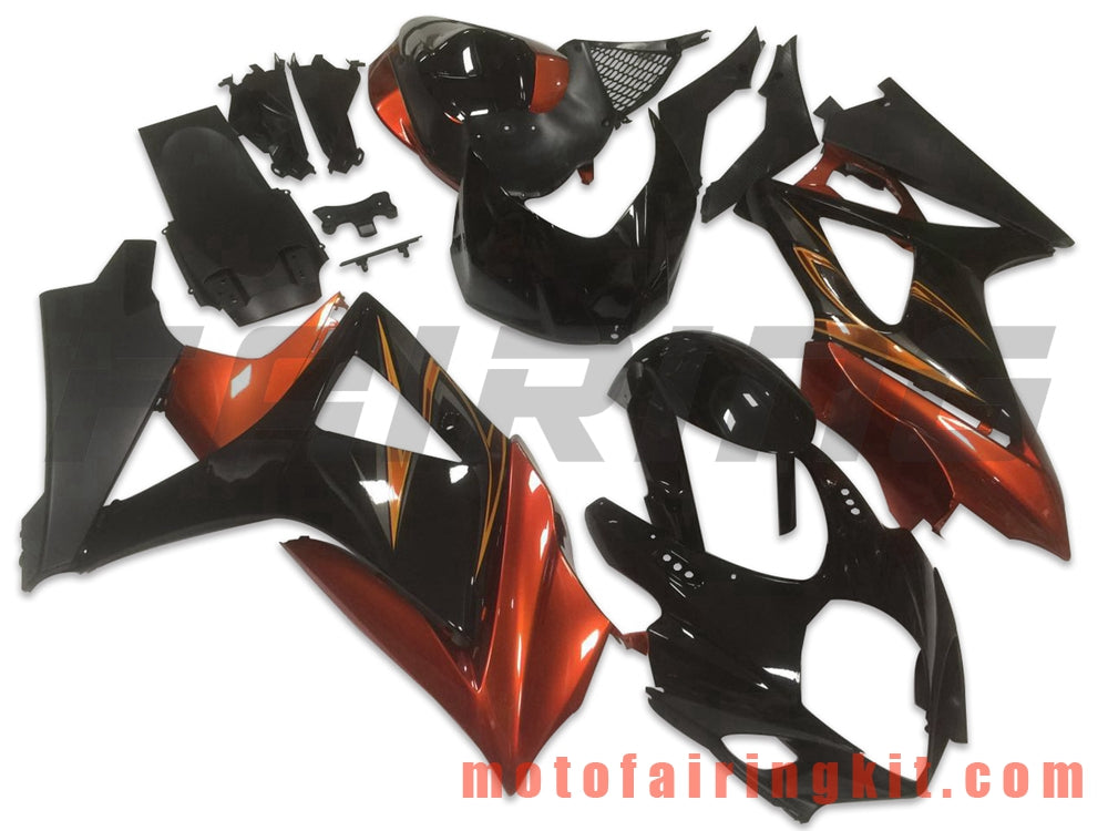 Kits de carenado aptos para GSXR1000 K7 2007 2008 GSXR 1000 GSX R1000 K7 07 08 Molde de inyección de plástico ABS Carrocería completa para motocicleta Marco de carrocería de posventa (negro y naranja) B058