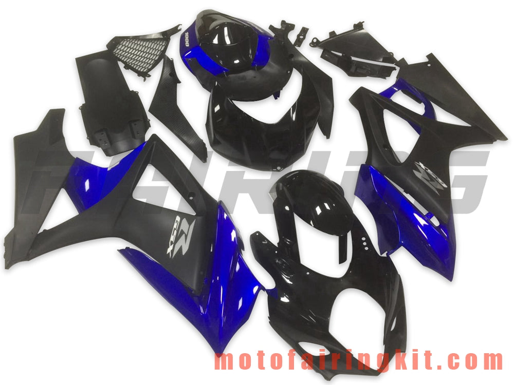 Kits de carenado aptos para GSXR1000 K7 2007 2008 GSXR 1000 GSX R1000 K7 07 08 Molde de inyección de plástico ABS Carrocería completa para motocicleta Marco de carrocería de posventa (negro y azul) B060