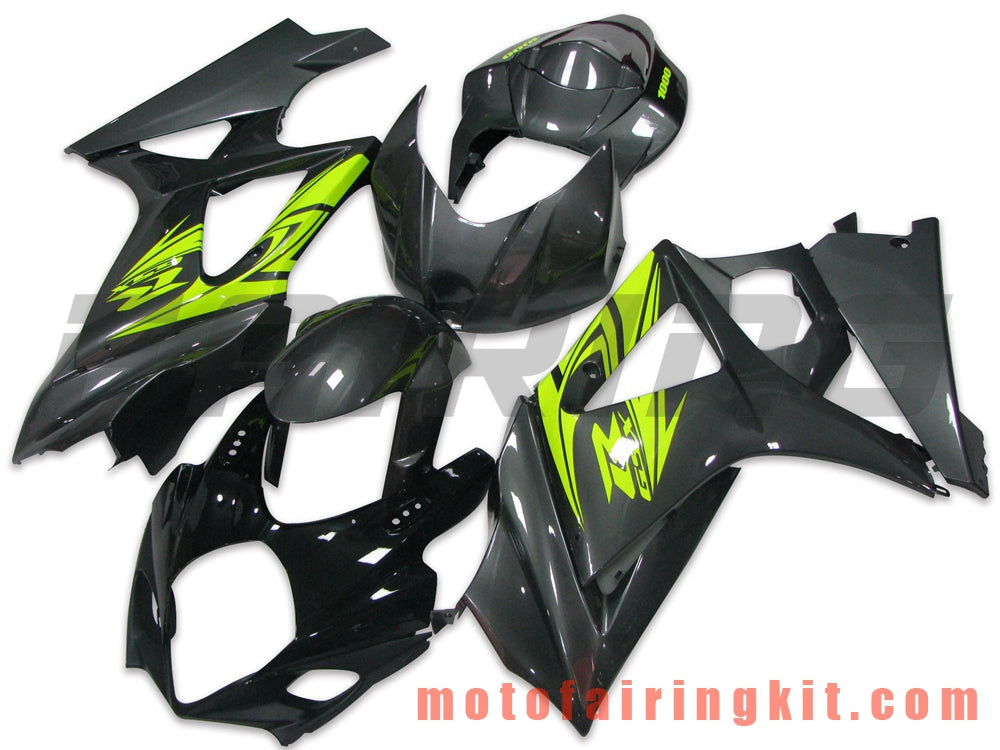 Fairing Kits Fit for GSXR1000 K7 2007 2008 GSXR 1000 GSX R1000 K7 07 08 Plastic ABS Injection Mold Complete Motorcycle Body Aftermarket Bodywork Frame (Gray & Green) B066