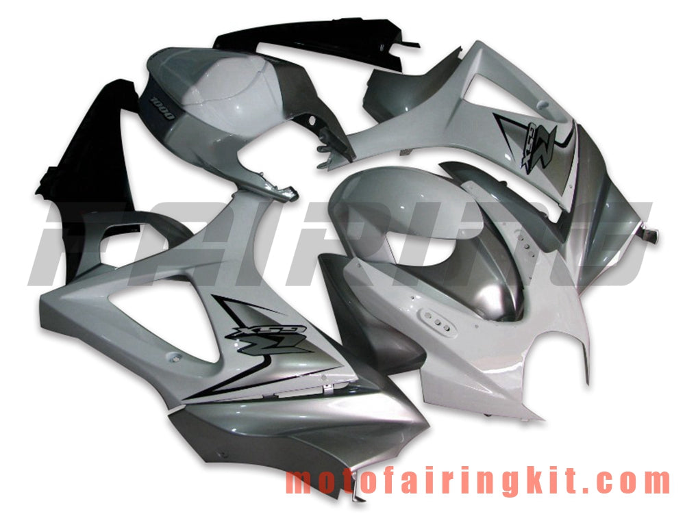 Fairing Kits Fit for GSXR1000 K7 2007 2008 GSXR 1000 GSX R1000 K7 07 08 Plastic ABS Injection Mold Complete Motorcycle Body Aftermarket Bodywork Frame (White & Silver) B075