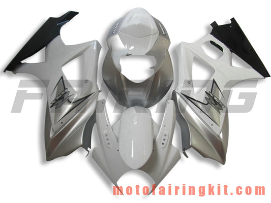 フェアリングキット GSXR1000 K7 2007 2008 GSXR 1000 GSX R1000 K7 07 08 プラスチック ABS 射出成型 完全なオートバイボディ アフターマーケットボディワークフレーム (シルバー &amp; ホワイト) B076