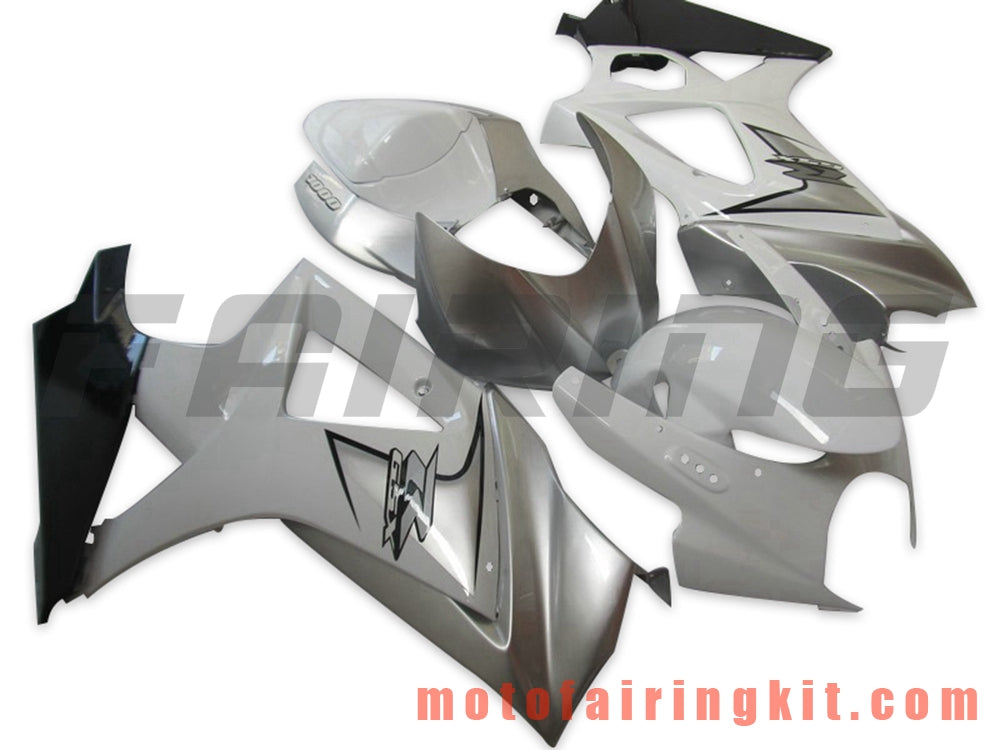 Fairing Kits Fit for GSXR1000 K7 2007 2008 GSXR 1000 GSX R1000 K7 07 08 Plastic ABS Injection Mold Complete Motorcycle Body Aftermarket Bodywork Frame (Silver & White) B076