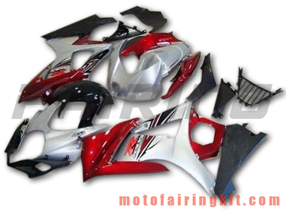 Fairing Kits Fit for GSXR1000 K7 2007 2008 GSXR 1000 GSX R1000 K7 07 08 Plastic ABS Injection Mold Complete Motorcycle Body Aftermarket Bodywork Frame (Red & Silver) B086