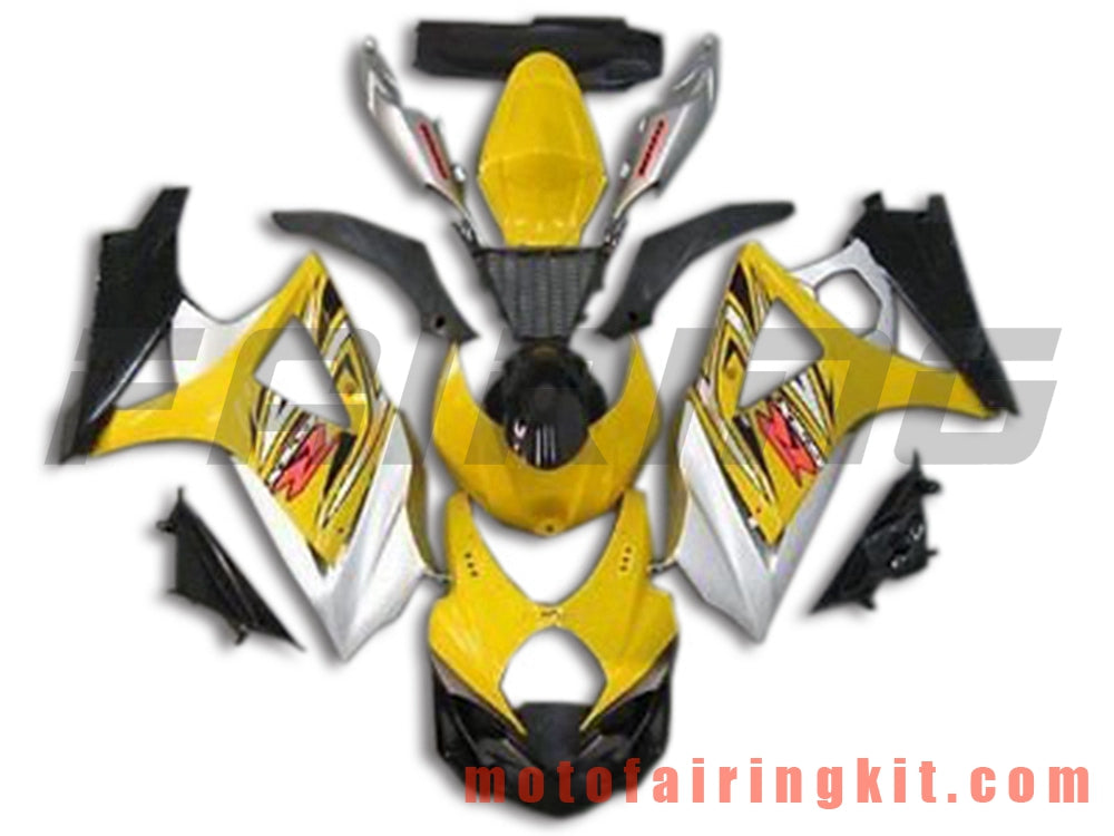 Fairing Kits Fit for GSXR1000 K7 2007 2008 GSXR 1000 GSX R1000 K7 07 08 Plastic ABS Injection Mold Complete Motorcycle Body Aftermarket Bodywork Frame (Yellow & Silver) B088