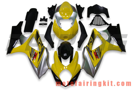 Fairing Kits Fit for GSXR1000 K7 2007 2008 GSXR 1000 GSX R1000 K7 07 08 Plastic ABS Injection Mold Complete Motorcycle Body Aftermarket Bodywork Frame (Yellow & Silver) B091