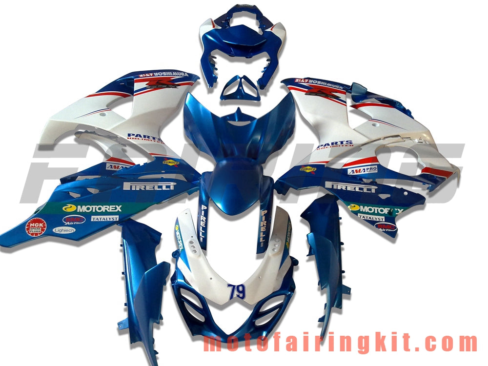 Fairing Kits Fit for GSXR1000 K9 2009 2010 2011 2012 2013 2014 2015 2016 Plastic ABS Injection Mold Complete Motorcycle Body Aftermarket Bodywork Frame (Blue & White) B006