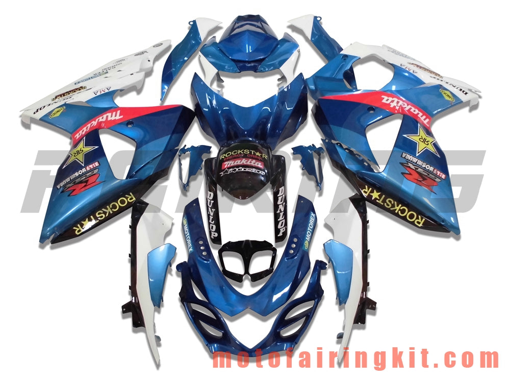 フェアリングキット GSXR1000 K9 2009 2010 2011 2012 2013 2014 2015 2016 プラスチック ABS 射出成形 完全なオートバイボディ アフターマーケットボディワークフレーム (ブルー &amp; ホワイト) B010