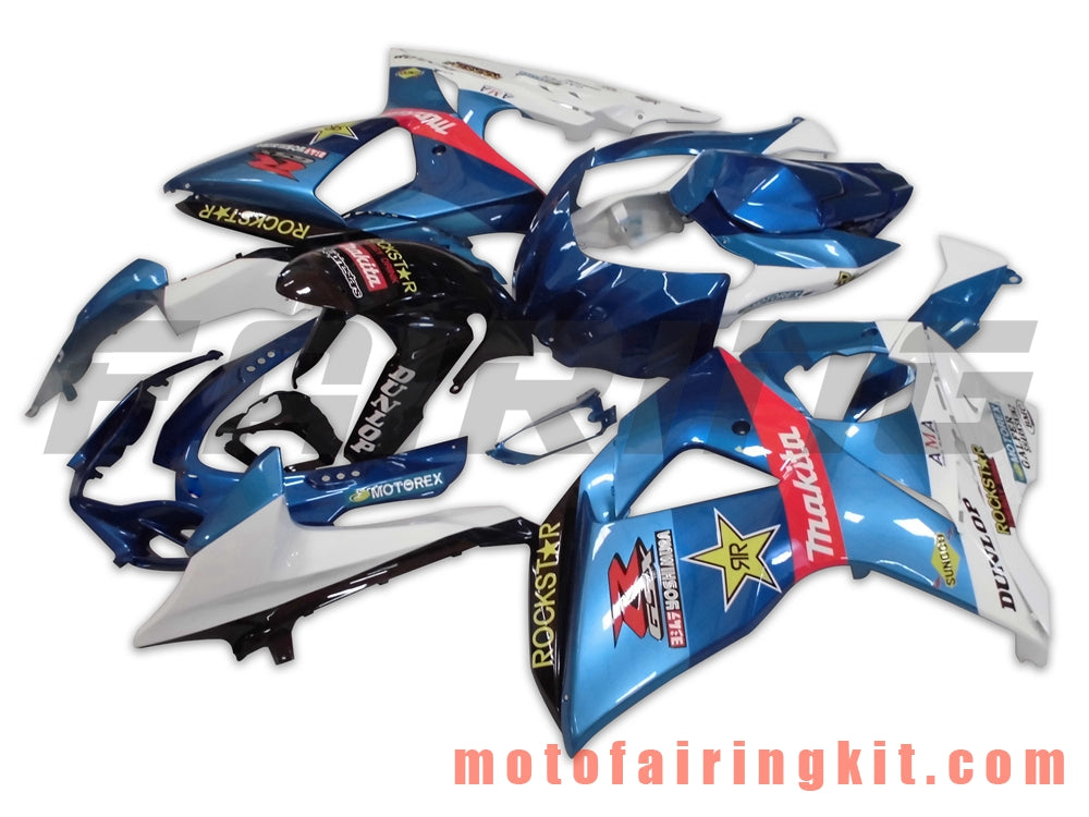 フェアリングキット GSXR1000 K9 2009 2010 2011 2012 2013 2014 2015 2016 プラスチック ABS 射出成形 完全なオートバイボディ アフターマーケットボディワークフレーム (ブルー &amp; ホワイト) B010