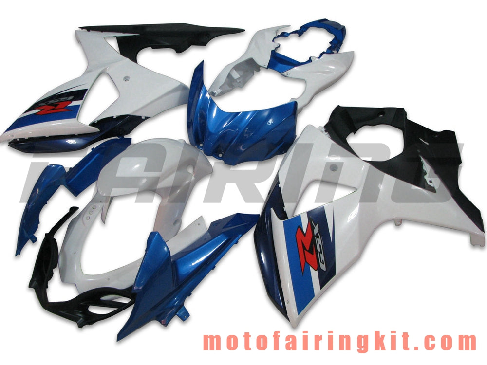 フェアリングキット GSXR1000 K9 2009 2010 2011 2012 2013 2014 2015 2016 プラスチック ABS 射出成形 完全なオートバイボディ アフターマーケットボディワークフレーム (ホワイト &amp; ブルー) B020