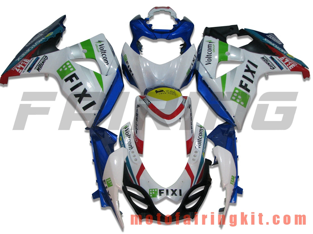 フェアリングキット GSXR1000 K9 2009 2010 2011 2012 2013 2014 2015 2016 プラスチック ABS 射出成形 完全なオートバイボディ アフターマーケットボディワークフレーム (ブルー &amp; ホワイト) B023