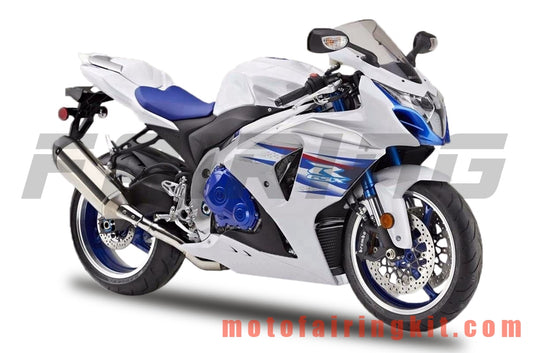 フェアリングキット GSXR1000 K9 2009 2010 2011 2012 2013 2014 2015 2016 プラスチック ABS 射出成形 完全なオートバイボディ アフターマーケットボディワークフレーム (ホワイト &amp; ブルー) B046