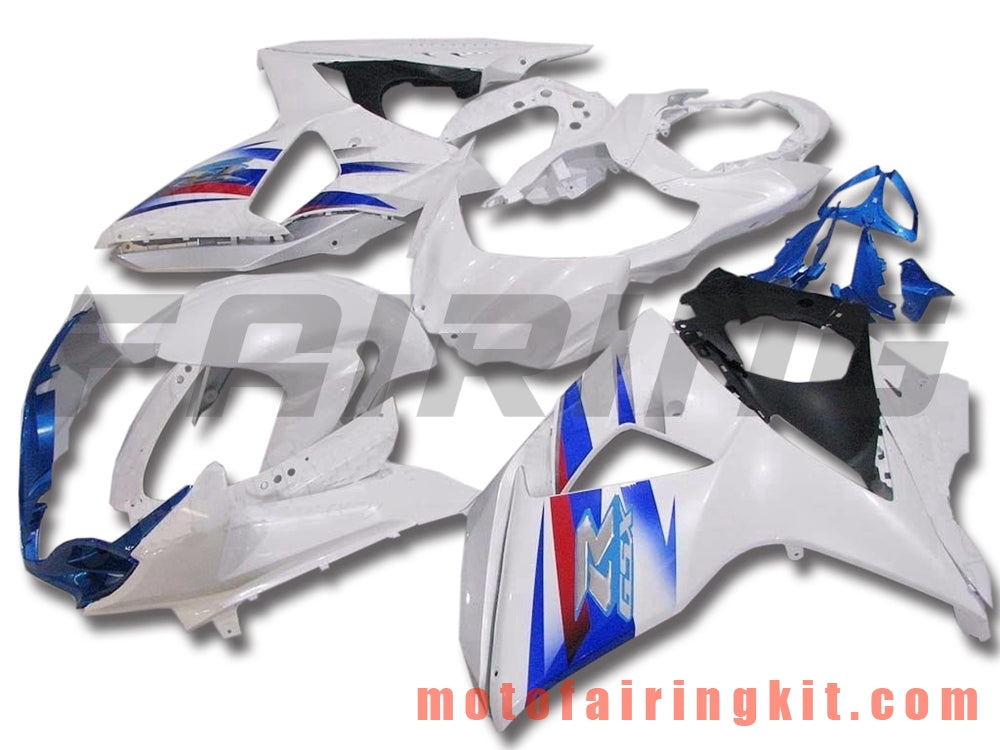 Kits de carenado aptos para GSXR1000 K9 2009 2010 2011 2012 2013 2014 2015 2016 Molde de inyección de plástico ABS Carrocería completa para motocicleta Marco de carrocería de posventa (blanco y azul) B046