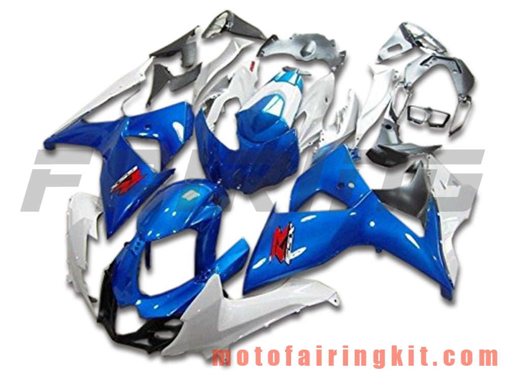 フェアリングキット GSXR1000 K9 2009 2010 2011 2012 2013 2014 2015 2016 プラスチック ABS 射出成形 完全なオートバイボディ アフターマーケットボディワークフレーム (ブルー &amp; ホワイト) B047