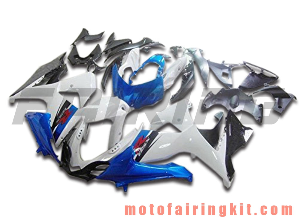 フェアリングキット GSXR1000 K9 2009 2010 2011 2012 2013 2014 2015 2016 プラスチック ABS 射出成形 完全なオートバイボディ アフターマーケットボディワークフレーム (ホワイト &amp; ブルー) B048