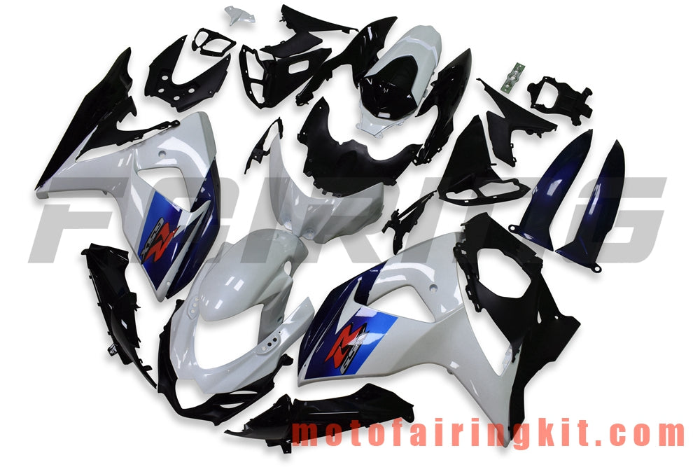 フェアリングキット GSXR1000 K9 2009 2010 2011 2012 2013 2014 2015 2016 プラスチック ABS 射出成形 完全なオートバイボディ アフターマーケットボディワークフレーム (ホワイト &amp; ブラック) B050