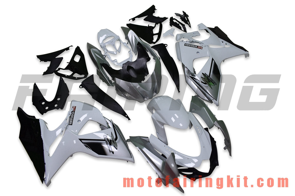 Kits de carenado aptos para GSXR1000 K9 2009 2010 2011 2012 2013 2014 2015 2016 Molde de inyección de plástico ABS Carrocería completa para motocicleta Marco de carrocería de posventa (blanco y plateado) B052