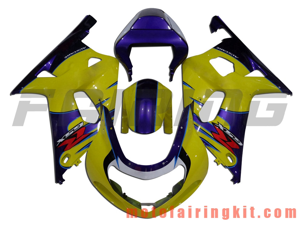 Fairing Kits Fit for GSX-R750 GSX-R600 2001 2002 2003 Plastic ABS Injection Mold Complete Motorcycle Body Aftermarket Bodywork Frame (Yellow & Blue) B003