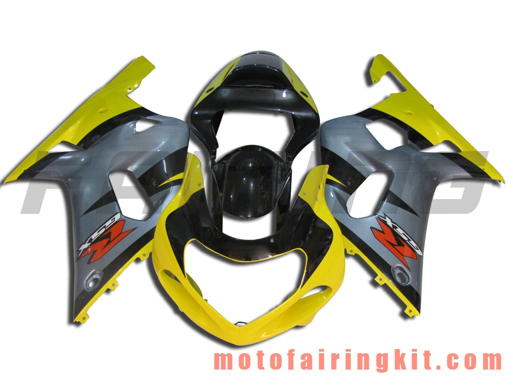 Fairing Kits Fit for GSX-R750 GSX-R600 2001 2002 2003 Plastic ABS Injection Mold Complete Motorcycle Body Aftermarket Bodywork Frame (Gray & Yellow) B021