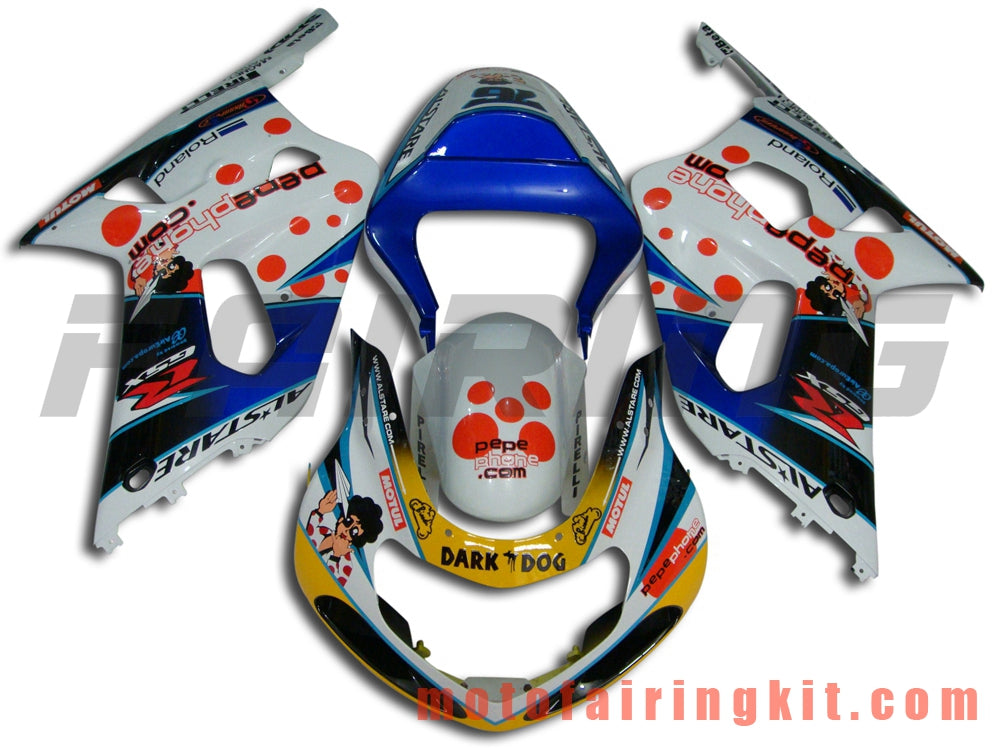 Kits de carenado aptos para GSX-R750 GSX-R600 2001 2002 2003 Molde de inyección de plástico ABS Carrocería completa para motocicleta Marco de carrocería de posventa (azul y blanco) B024