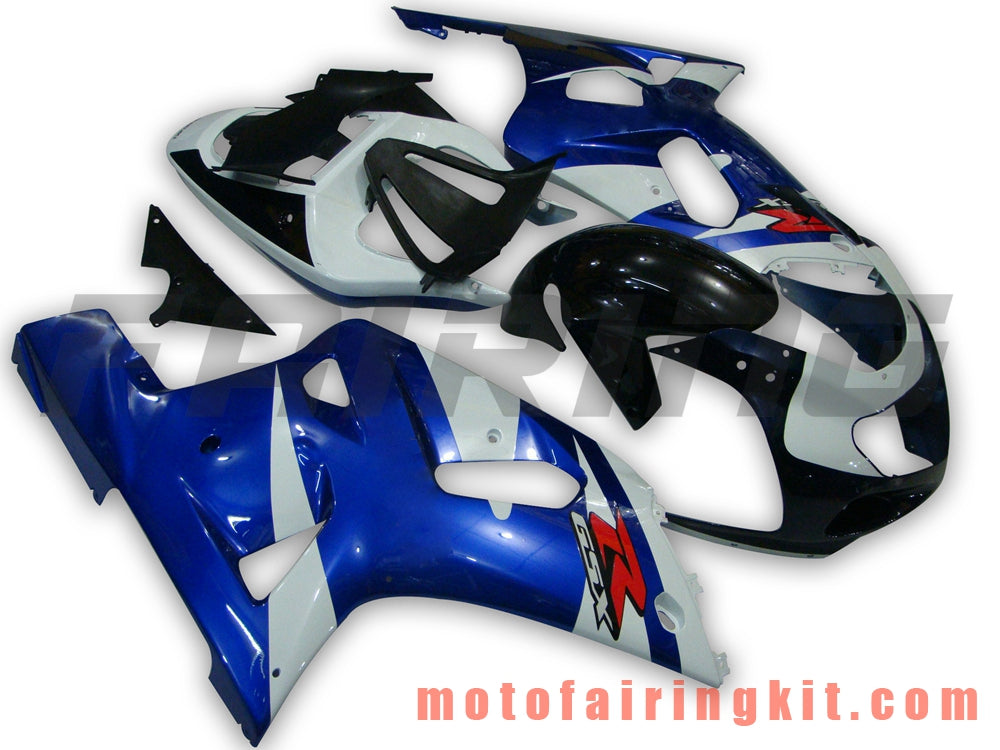 Fairing Kits Fit for GSX-R750 GSX-R600 2001 2002 2003 Plastic ABS Injection Mold Complete Motorcycle Body Aftermarket Bodywork Frame (Blue & White) B044