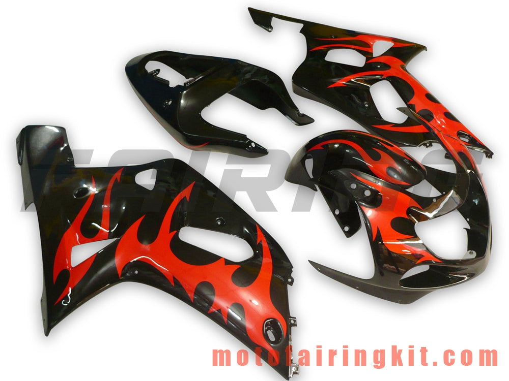 Fairing Kits Fit for GSX-R750 GSX-R600 2001 2002 2003 Plastic ABS Injection Mold Complete Motorcycle Body Aftermarket Bodywork Frame (Black & Red) B054