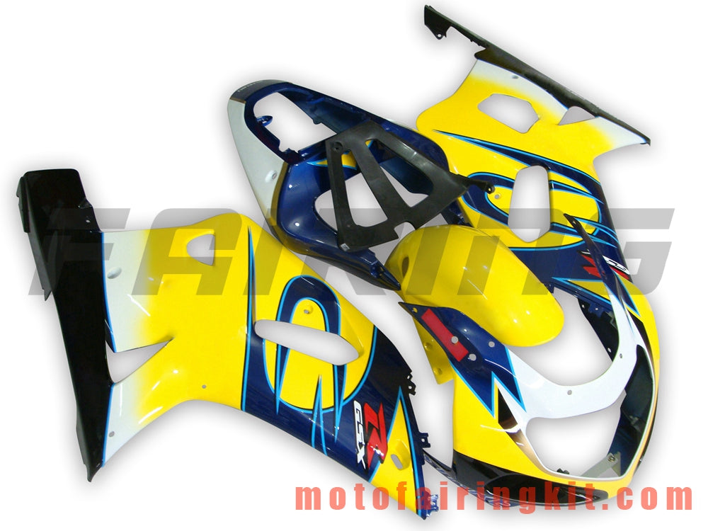 Kits de carenado aptos para GSX-R750 GSX-R600 2001 2002 2003 Molde de inyección de plástico ABS Carrocería completa para motocicleta Marco de carrocería de posventa (amarillo y azul) B058