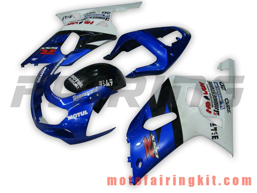 Kits de carenado aptos para GSX-R750 GSX-R600 2001 2002 2003 Molde de inyección de plástico ABS Carrocería completa para motocicleta Marco de carrocería de posventa (azul y blanco) B068