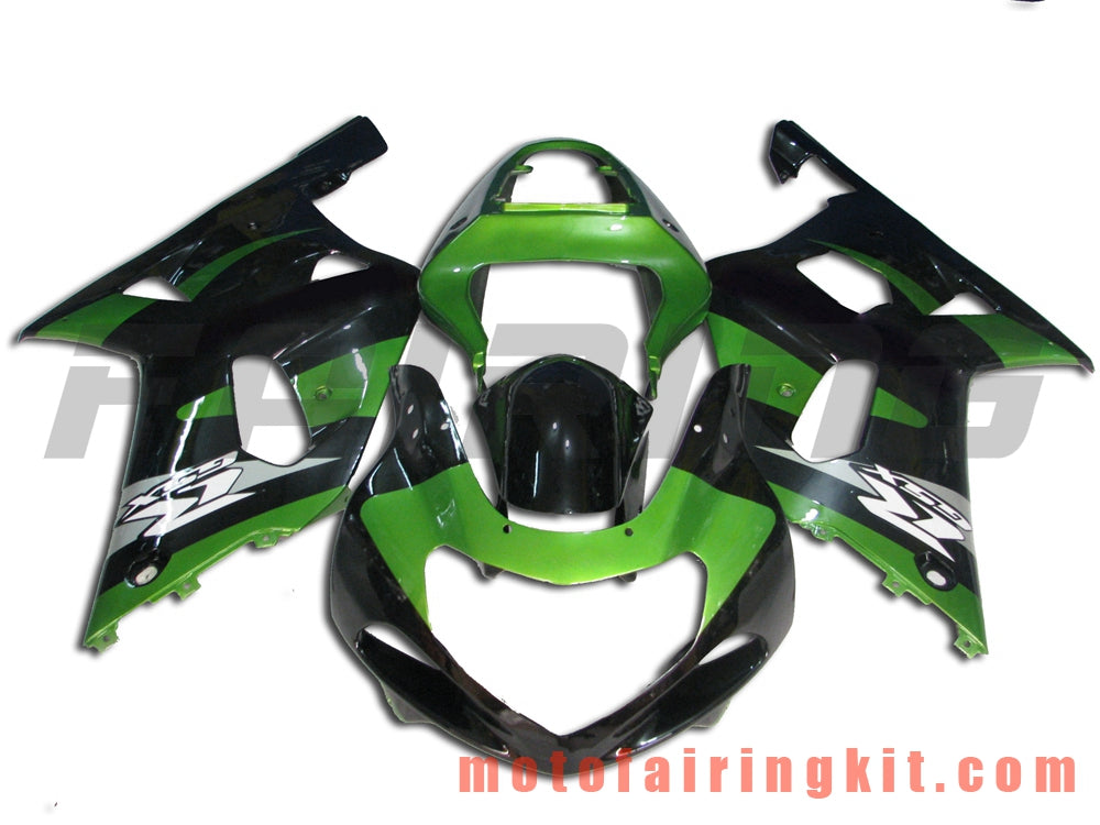 Fairing Kits Fit for GSX-R750 GSX-R600 2001 2002 2003 Plastic ABS Injection Mold Complete Motorcycle Body Aftermarket Bodywork Frame (Black & Green) B084