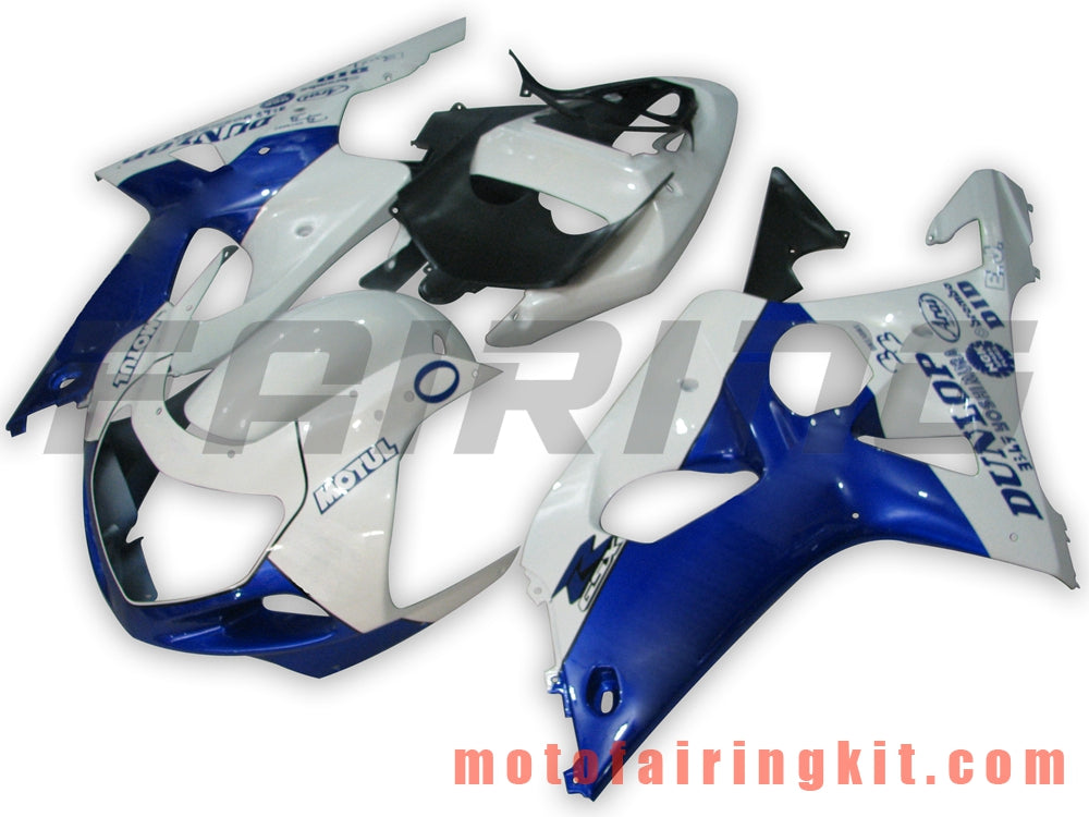 Kits de carenado aptos para GSX-R750 GSX-R600 2001 2002 2003 Molde de inyección de plástico ABS Carrocería completa para motocicleta Marco de carrocería de posventa (blanco y azul) B087