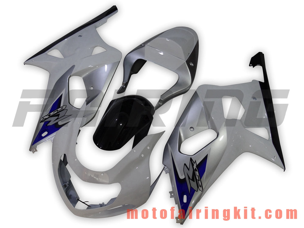 Fairing Kits Fit for GSX-R750 GSX-R600 2001 2002 2003 Plastic ABS Injection Mold Complete Motorcycle Body Aftermarket Bodywork Frame (White & Silver) B089