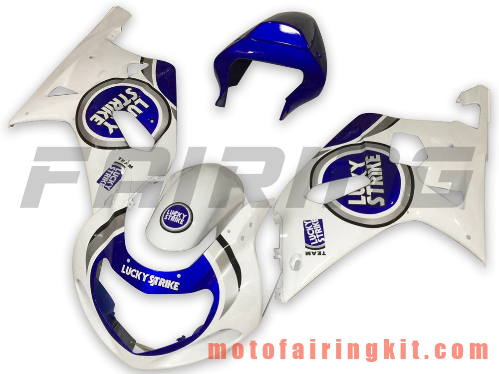 Kits de carenado aptos para GSX-R750 GSX-R600 2001 2002 2003 Molde de inyección de plástico ABS Carrocería completa para motocicleta Marco de carrocería de posventa (blanco y azul) B101