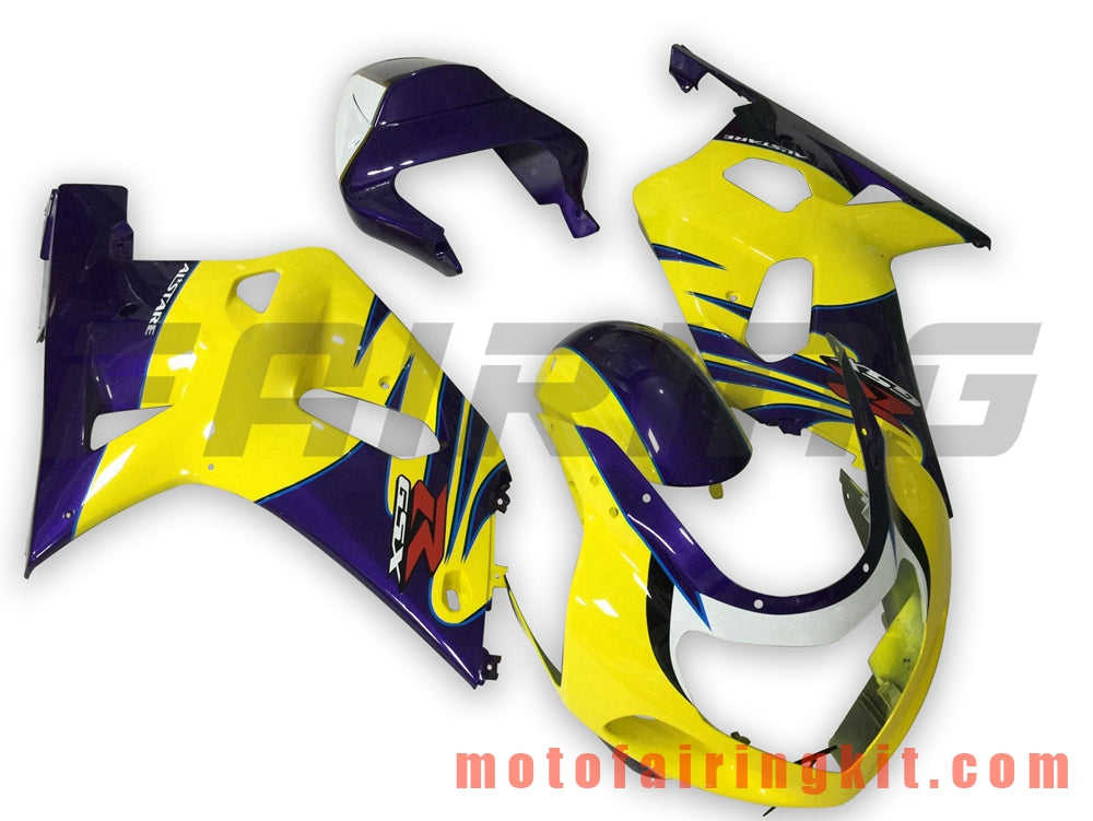 Kits de carenado aptos para GSX-R750 GSX-R600 2001 2002 2003 Molde de inyección de plástico ABS Carrocería completa para motocicleta Carrocería del mercado de accesorios Marco (amarillo y morado) B112