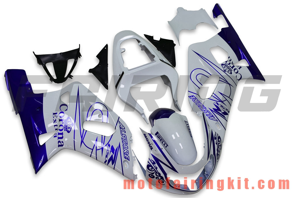 Kits de carenado aptos para GSX-R750 GSX-R600 2001 2002 2003 Molde de inyección de plástico ABS Carrocería completa para motocicleta Marco de carrocería de posventa (blanco y azul) B136