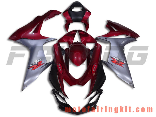 Fairing Kits Fit for GSX-R750 GSX-R600 K11 2011 2012 2013 2014 2015 2016 2017 2018 2019 Plastic ABS Injection Mold Complete Motorcycle Body Aftermarket Bodywork Frame (Red & Silver) B014