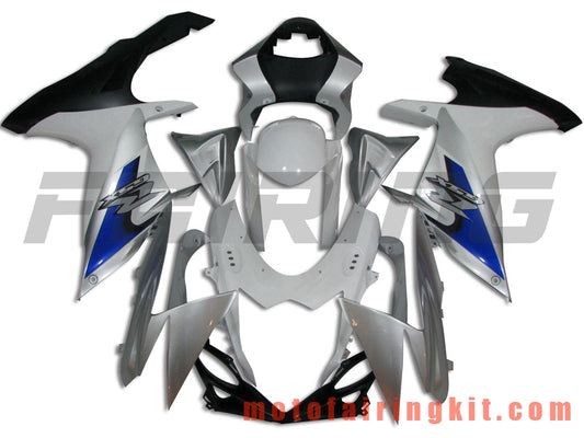 Fairing Kits Fit for GSX-R750 GSX-R600 K11 2011 2012 2013 2014 2015 2016 2017 2018 2019 Plastic ABS Injection Mold Complete Motorcycle Body Aftermarket Bodywork Frame (Silver & White) B019