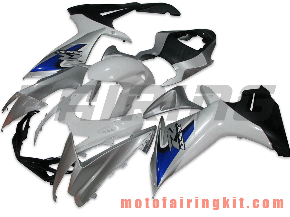 Fairing Kits Fit for GSX-R750 GSX-R600 K11 2011 2012 2013 2014 2015 2016 2017 2018 2019 Plastic ABS Injection Mold Complete Motorcycle Body Aftermarket Bodywork Frame (Silver & White) B019