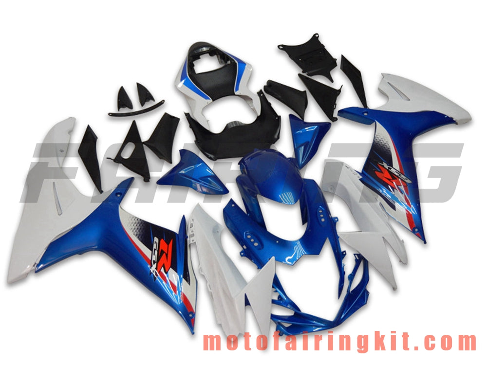 フェアリングキット GSX-R750 GSX-R600 K11 2011 2012 2013 2014 2015 2016 2017 2018 2019 プラスチック ABS 射出成型 完全なオートバイボディ アフターマーケットボディワークフレーム (ブルー &amp; ホワイト) B040