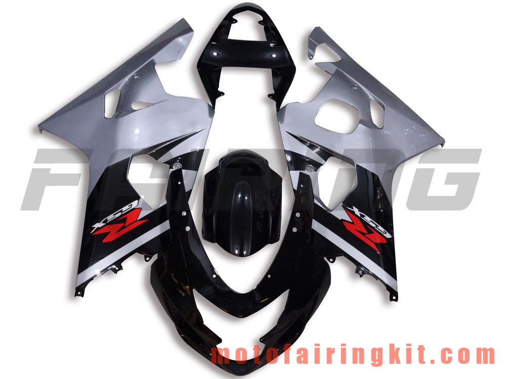 フェアリングキット GSX-R750 GSX-R600 K4 2004 2005 GSXR 600 750 K4 04 05 プラスチック ABS 射出成型 完全なオートバイボディ アフターマーケットボディワークフレーム (シルバー &amp; ブラック) B005