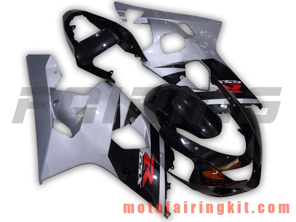 Fairing Kits Fit for GSX-R750 GSX-R600 K4 2004 2005 GSXR 600 750 K4 04 05 Plastic ABS Injection Mold Complete Motorcycle Body Aftermarket Bodywork Frame (Silver & Black) B005