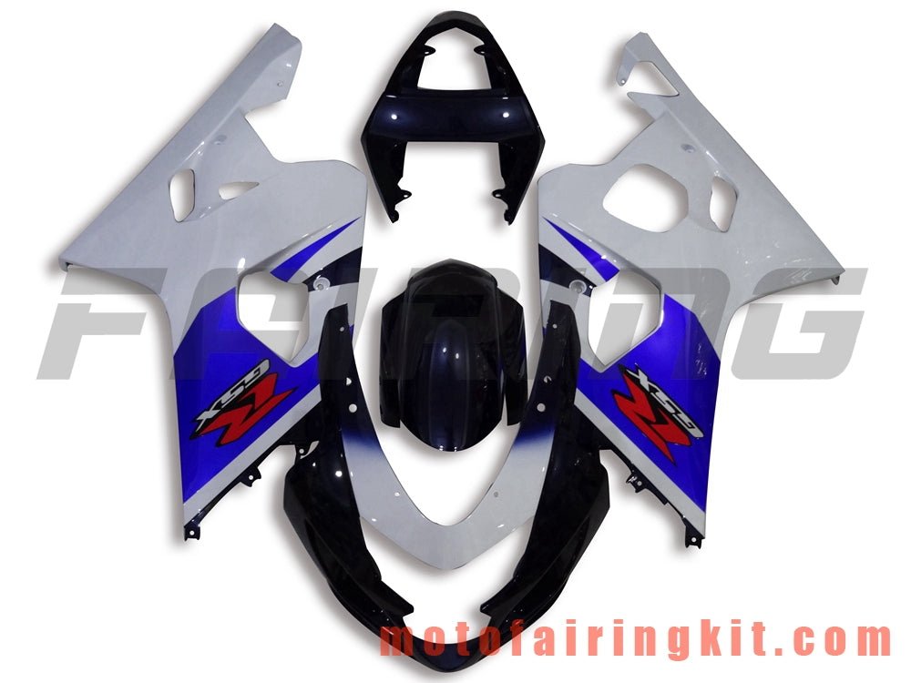 フェアリングキット GSX-R750 GSX-R600 K4 2004 2005 GSXR 600 750 K4 04 05 プラスチック ABS 射出成型 完全なオートバイボディ アフターマーケットボディワークフレーム (ホワイト &amp; ブルー) B008