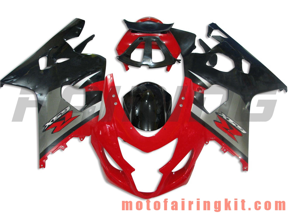 Fairing Kits Fit for GSX-R750 GSX-R600 K4 2004 2005 GSXR 600 750 K4 04 05 Plastic ABS Injection Mold Complete Motorcycle Body Aftermarket Bodywork Frame (Red & Silver) B012