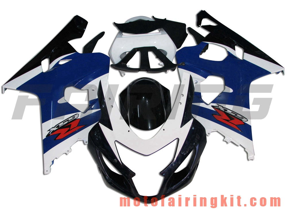 Fairing Kits Fit for GSX-R750 GSX-R600 K4 2004 2005 GSXR 600 750 K4 04 05 Plastic ABS Injection Mold Complete Motorcycle Body Aftermarket Bodywork Frame (Blue & White) B014