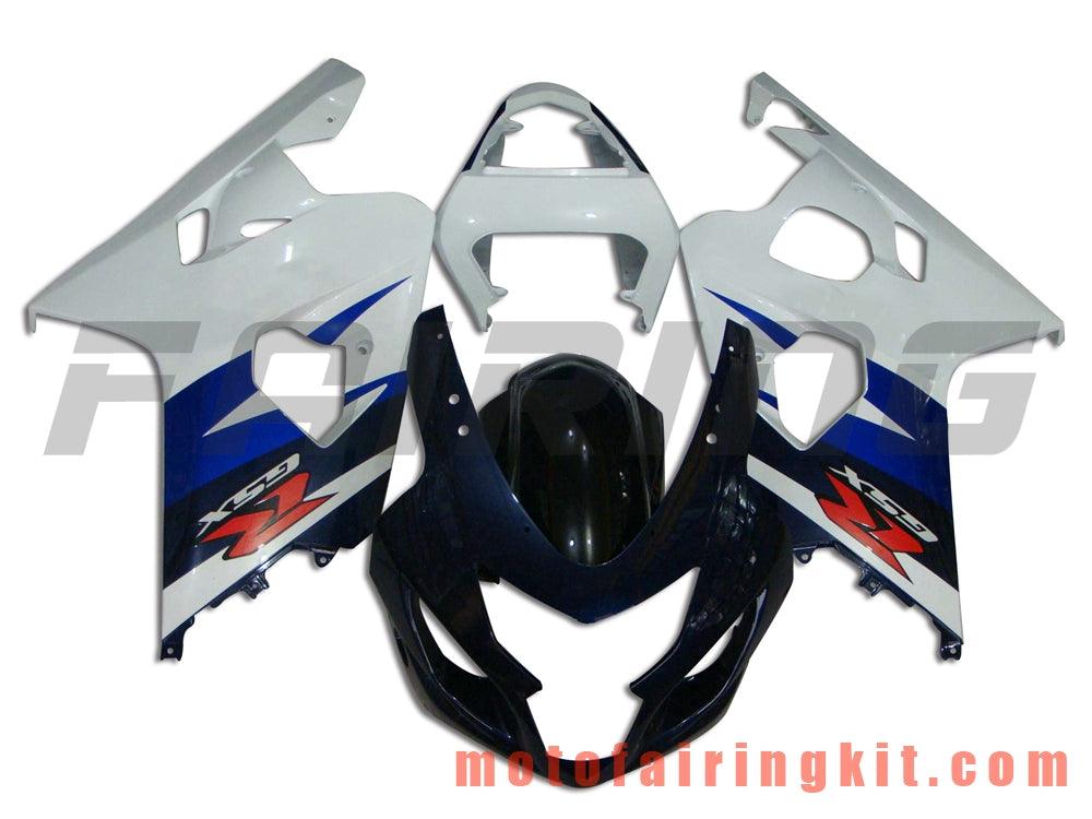 フェアリングキット GSX-R750 GSX-R600 K4 2004 2005 GSXR 600 750 K4 04 05 プラスチック ABS 射出成型 完全なオートバイボディ アフターマーケットボディワークフレーム (ホワイト &amp; ブラック) B037