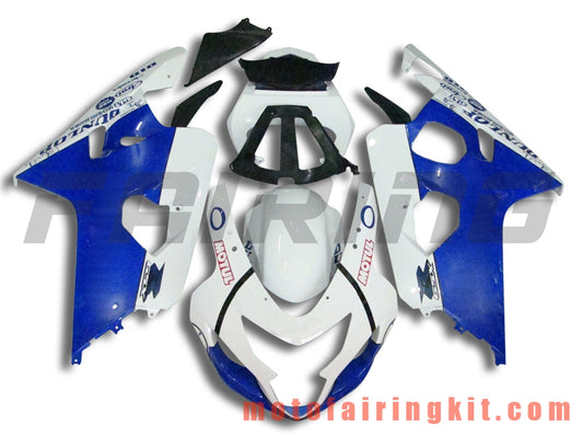 フェアリングキット GSX-R750 GSX-R600 K4 2004 2005 GSXR 600 750 K4 04 05 プラスチック ABS 射出成型 完全なオートバイ車体 アフターマーケット車体フレーム (ホワイト &amp; ブルー) B039