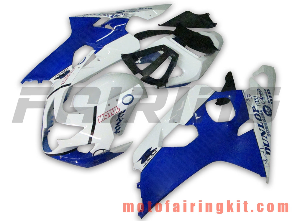 Kits de carenado aptos para GSX-R750 GSX-R600 K4 2004 2005 GSXR 600 750 K4 04 05 Molde de inyección de plástico ABS Carrocería completa para motocicleta Carrocería del mercado de accesorios Marco (blanco y azul) B039