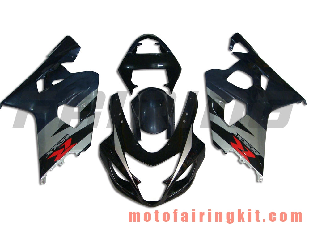 Fairing Kits Fit for GSX-R750 GSX-R600 K4 2004 2005 GSXR 600 750 K4 04 05 Plastic ABS Injection Mold Complete Motorcycle Body Aftermarket Bodywork Frame (Black & Silver) B052