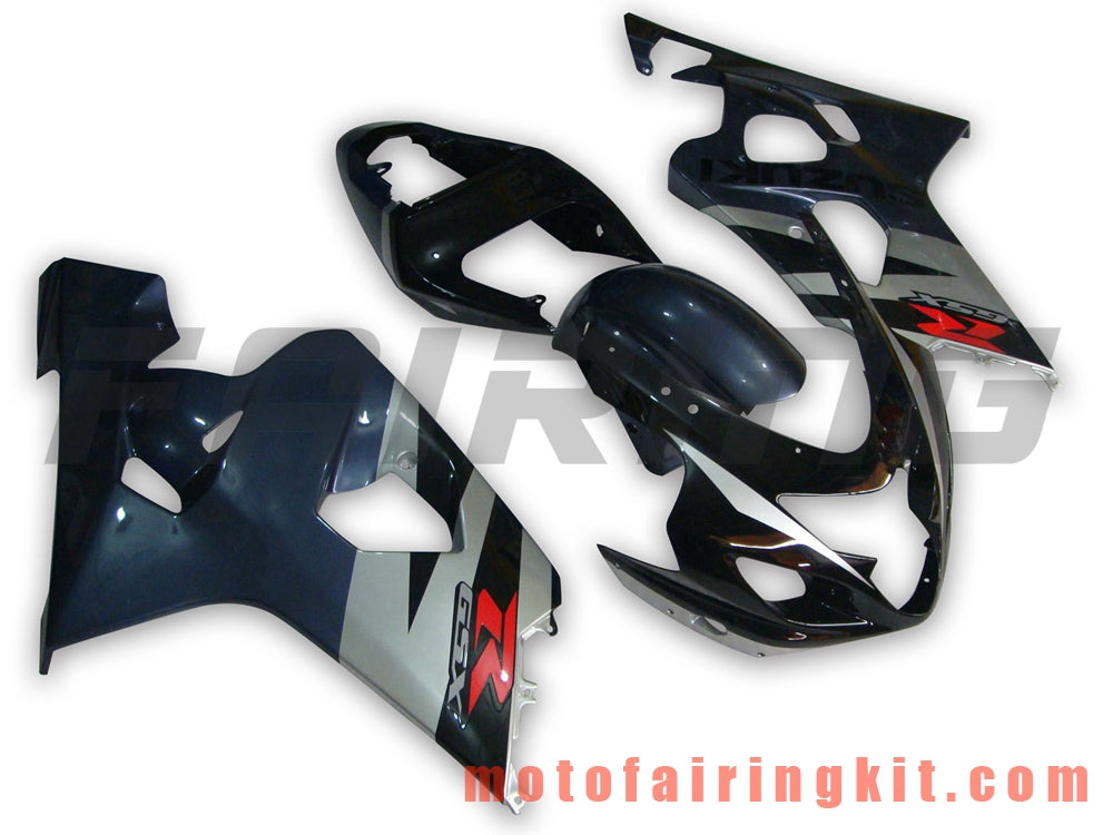 Fairing Kits Fit for GSX-R750 GSX-R600 K4 2004 2005 GSXR 600 750 K4 04 05 Plastic ABS Injection Mold Complete Motorcycle Body Aftermarket Bodywork Frame (Black & Silver) B052