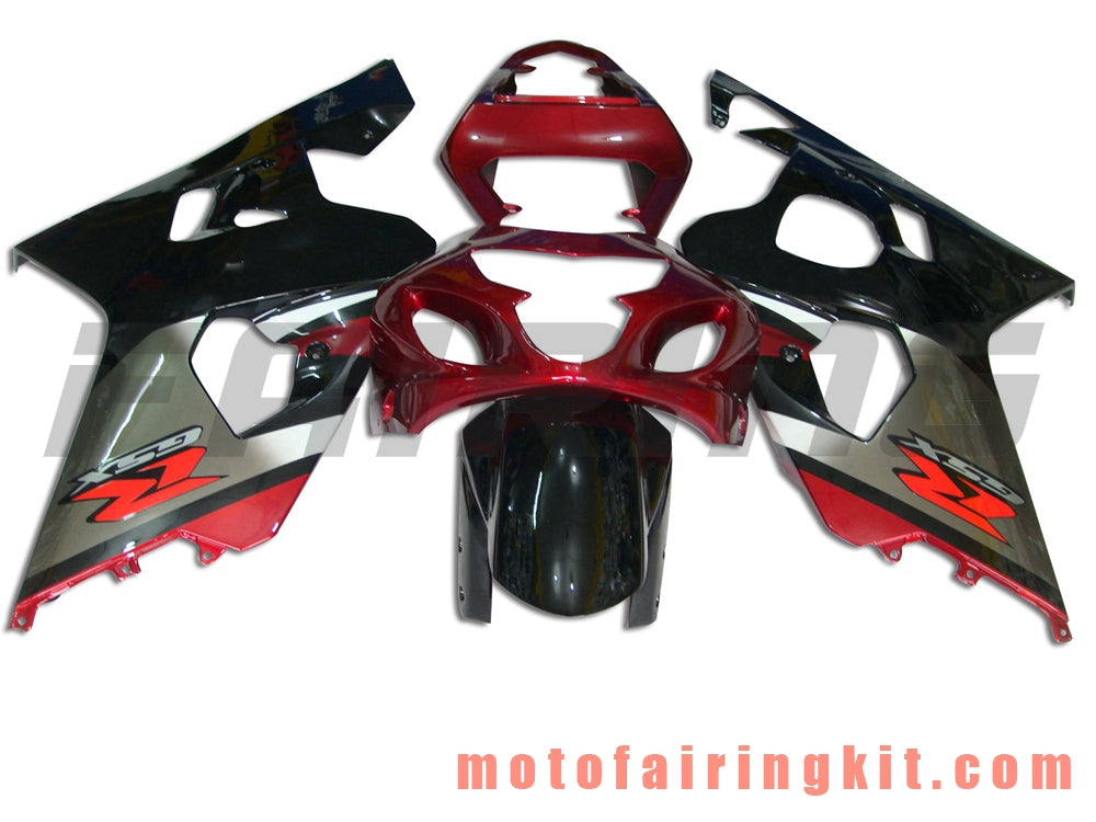 Fairing Kits Fit for GSX-R750 GSX-R600 K4 2004 2005 GSXR 600 750 K4 04 05 Plastic ABS Injection Mold Complete Motorcycle Body Aftermarket Bodywork Frame (Red & Silver) B058